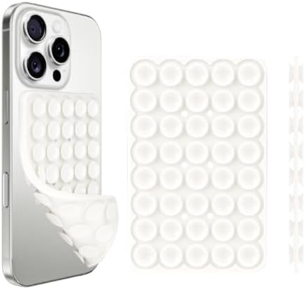 Giumel 1 Pack Silicone Suction Cup Phone Case Mount Double Sided, Phone Accessories Hands-Free Strong Grip Holder for Selfies and Videos, Silicon Phone Stand Sticky for iPhone and Android White by Giumel
