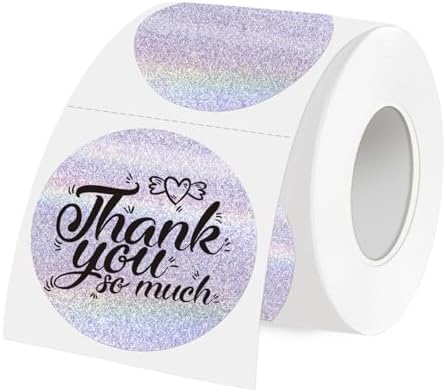 3 Inch Holographic Thermal Labels,Round Thermal Printer Labels,Waterproof Thermal Printer Stickers for DIY Logo Design,Name Tag,QR Code,Thanks Card 150 Labels/Roll (Purple dots) by Unknown