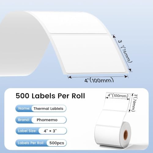 Phomemo 4x3 Thermal Labels for Shipping Label Printer 500PCS Water/Oilproof - Image 2