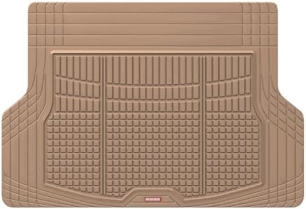 Motor Trend FlexTough Rear Cargo Mat – Heavy-Duty Trimmable Car Trunk Mat for Back of SUV, Universal Rear Cargo Liner for SUV, Flexible Trunk Liner, Automotive Floor Mats & Cargo Liners (Beige) by MotorTrend