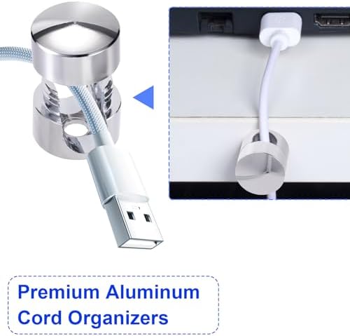 SmallCat 5 Sets Charger Holders for Cords, Silver Adjustable Cable Anchor Holders, Adhesive Metal Cord Clips, Cable Management Wire Organizers for Desk, Office, Nightstand - Image 4