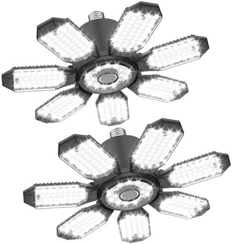 TANBABY 2 Pack Garage Lights, 7+1 Deformable Ceiling Light, 30000LM 6500K by TANBABY
