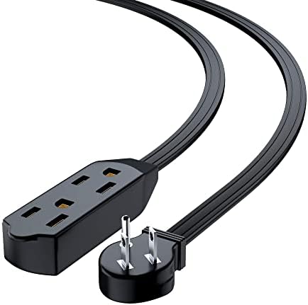 Maximm 6 Ft Flat Angled Plug Extension Cord, 3-Outlet, Black, UL, 2 Pack - Image 3