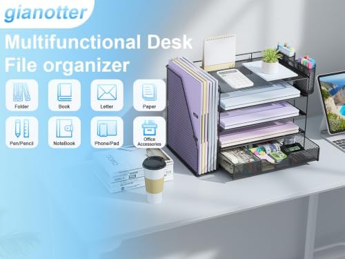 gianotter 5-Tier Desk Organizer with Drawers and File Holders - Image 7