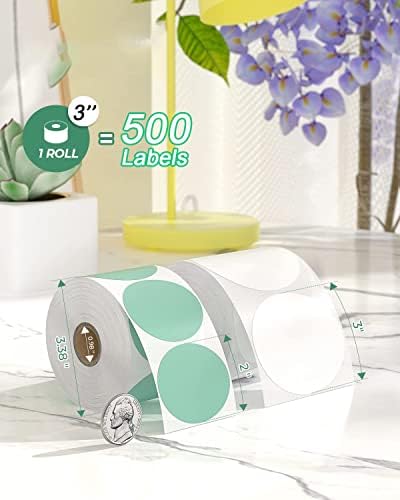 3 Inch White Round Thermal Sticker Labels, Self-Adhesive Circle Direct Thermal Printer Labels, DIY Design, QR Code, Name Tag, Brand Label,Gift Label (White 500 PCS/1 Roll) - Image 2