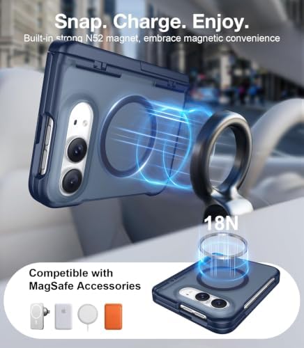 Temdan Magnetic for iPhone Duo Case Ultra Fold with Hidden Stand, Blue - Image 5