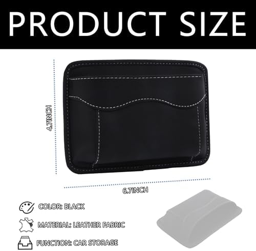 Black Car Seat Side Pocket Organizer - Change Holder, Pouch, Leather Cell Phone Sunglasses Holder, Seat Gap Filler Accessories Organizer - Image 2