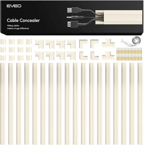 EVEO Cord Hider - 300” Cord Cover Wall Cable Hider, Cable Concealer, Wire Hiders for TV on Wall. Cable Management, Cord Hider Cable Raceway Wire Covers for Cords (Beige, Medium) by EVEO