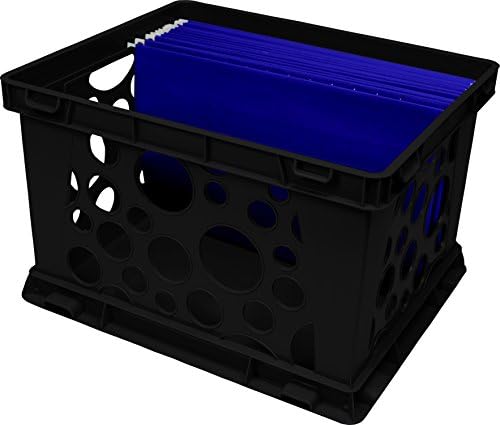 Storex Premium File Crate with Handles – Letter and Legal Document and Folder Storage, Black, 3-Pack (61546A03C) - Image 4