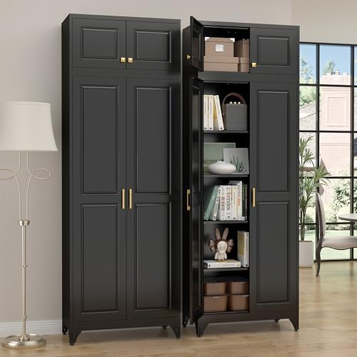SteeLoong 90”Metal Pantry Storage Cabinet with Doors & 4 Adjustable Shelves by Steeloong