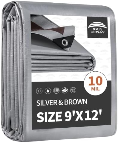 RAINDEWAY 9x12 Feet Tarps Heavy Duty Waterproof,10Mil Multipurpose Tarp by RAINDEWAY