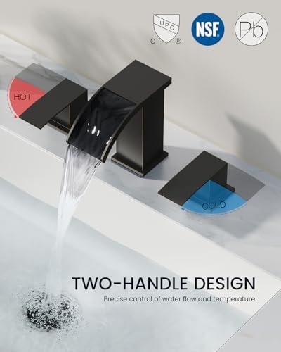 gotonovo Waterfall Bathroom Faucet 3 Hole Square Body,Oil Rubbed Bronze - Image 3
