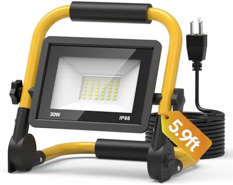 AIKVSXER Portable LED Work Light, 30W 3600LM Job Site Lights, 1 Pack by AIKVSXER