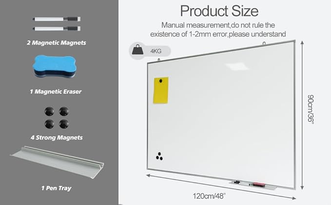 Dry Erase Board Magnetic Whiteboard 48"x 36" White Board Wall Mounted Aluminum - Image 2