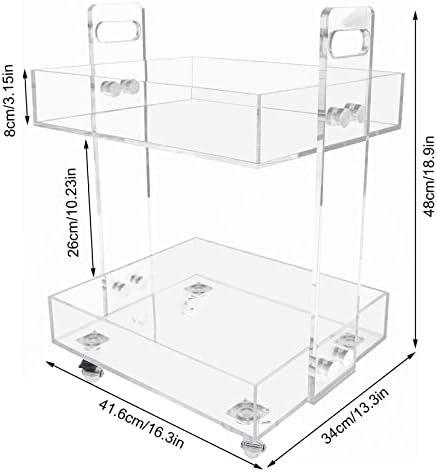 2-Tier Acrylic Cart Clear Acrylic Rolling Nightstand on Wheels Modern Side/End for Bedroom Bedside for Home Small Spaces Dining Room Tea Wine Holder Serving Cart Furniture - Image 5