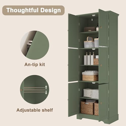 ChooChoo 63.2" Tall Bathroom Storage Cabinet with 6 Doors - Image 5