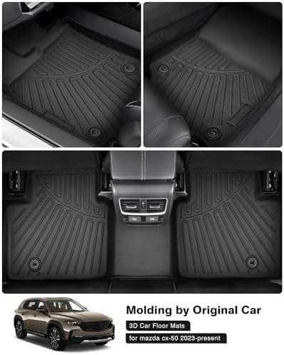 Powerty Floor Mats for 2023 2024 2025 2026 Mazda CX50 CX-50 All Weather 3D TPE Anti-Slip Car Liners for 1st & 2nd Row Accessories - Image 2