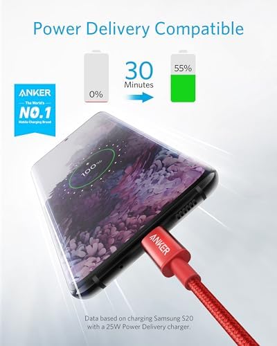 Anker USB C to USB C Cable, Type-C 60W Fast Charging Cable (3.3 FT, 2Pack) for iPhone 17 Series, iPad mini 6 and More (Red) (Pack of 2) - Image 2