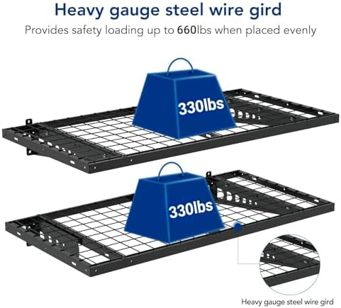 FLEXIMOUNTS 2 Pack 2x4ft Garage Storage with 4 Hooks, Black - Image 5