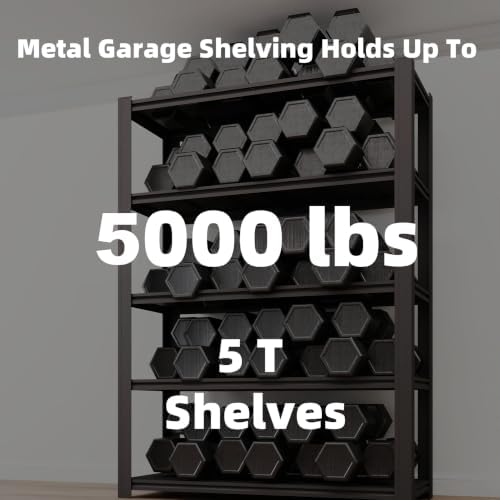 5-Tier Heavy Duty Garage Shelving, 5,000 lbs Capacity Adjustable Metal Storage Shelving Unit for Garage, Basement, Warehouse & Workshop, 55" W x 24" D x 84" H - Image 4