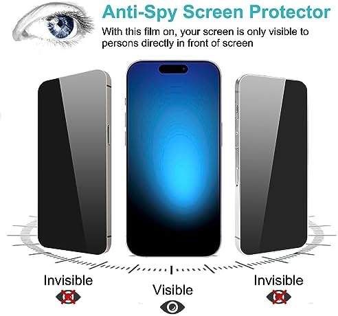 PEHAEL for iPhone 15 Pro Privacy Screen Protector+Camera Lens Protector - Image 4