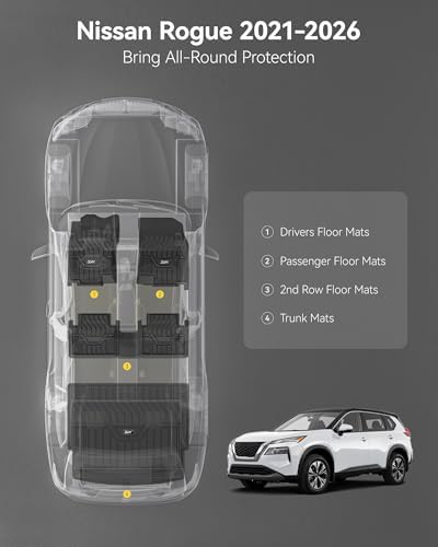 3W Floor Mats&Cargo Liner for Nissan Rogue 2021-2026 (Not Fit Rogue Sport) - Image 3