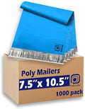 POLYSELLS 1000 pcs 7.5x10.5 Inches Blue Poly Mailers Shipping Envelopes, Strong Adhesive Sealing, Waterproof, and Tear-resistant Postal Mailing Bags for Clothing and Accessories by POLYSELLS