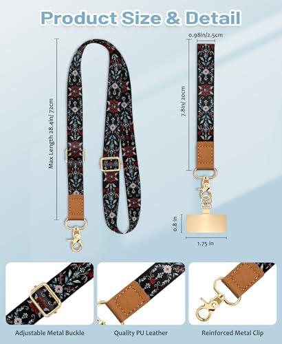 Yonlevres Phone Lanyard Crossbody Strap Wrist Neck Adjustable Women Boho - Image 6