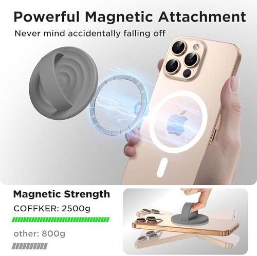 Magnetic Phone Grip for MagSafe, Silicone Ring Grip, Gray - Image 3