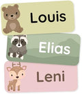 Personalized Name Labels for Kids (180) – Clothing Labels & Daycare Labels – Custom Waterproof Stickers for School Supplies - Forest Animals by Teddylabels