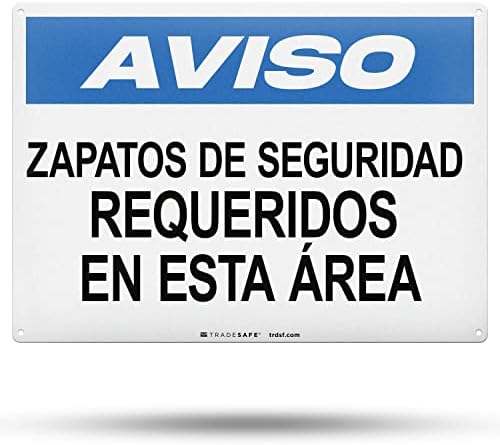 TRADESAFE Spanish Safety Shoes Required Sign, Aluminum PPE Safety Signs by TRADESAFE