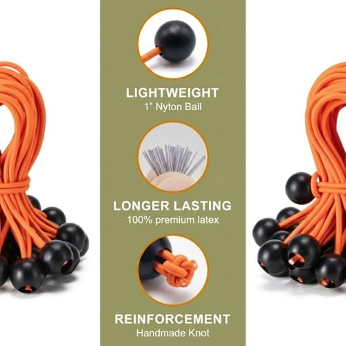 30 Pack Ball Bungee Cord, Heavy Duty Bungie Cord Balls (9",Orange) - Image 2