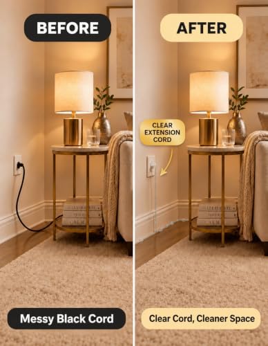 10 FT Clear Extension Cord, Male to Female Extension Cords, 1 Pack - Image 2