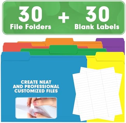 File Folder, HERKKA 30 Pack 1/3 Cut Tab File Folders, Colored File Folders Designed for Office and Classroom Use, Letter Size, Assorted 6 Colors - Image 6