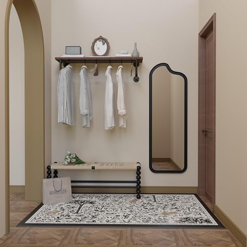 Clothes Rack 36in, Wall Mounted Garment Racks with Brown Real Wood Shelf, Heavy Duty Hanging Clothes Rack, Multi-Purpose Hanging Rod, Space-Saving Closet Storage - Image 6