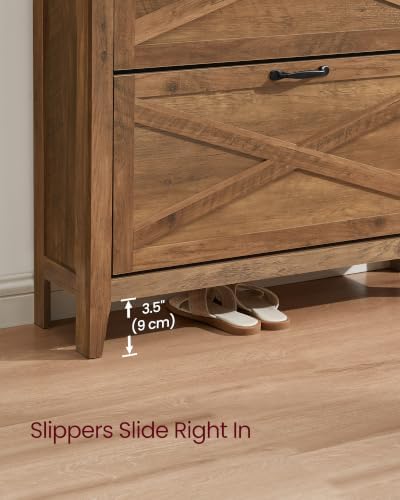 VASAGLE Farmhouse Shoe Cabinet, Narrow Storage Organizer, 2 Flip Drawers - Image 7