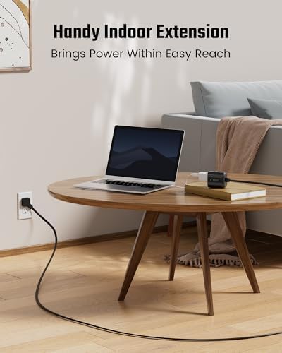 Short Extension Cord 3Ft, SUPERDANNY Mini Flat Plug Power Strip, 13A Indoor - Image 4