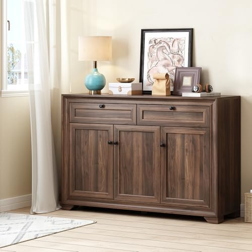 ONBRILL 48 Inches Sideboard Buffet Cabinet with Storage, Brown - Image 5