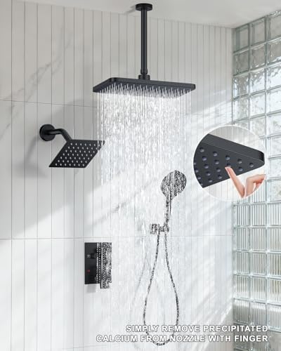 KOJOX Matte Black Dual Shower System 11" Rain + 6" Wall & 6-Mode Handheld - Image 2