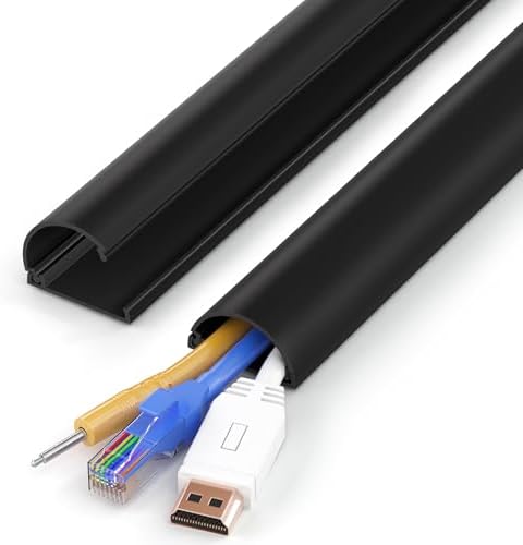 ZhiYo 34in Cord Hider for 2-4 Wall-Mounted TV Wires, 1.4" W x 0.7" H, Black by ZhiYo