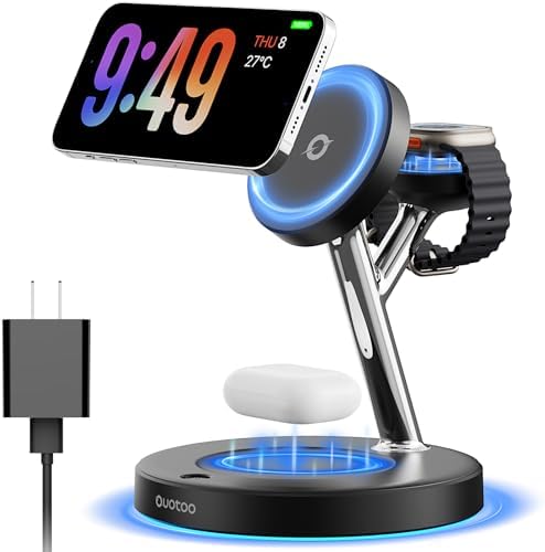 3 in 1 Mag-Safe Wireless Charger Stand for iPhone Apple Watch AirPods by Ouotoo