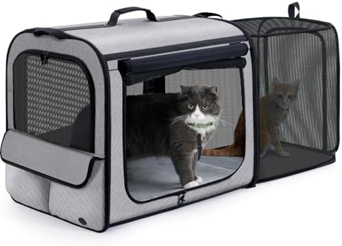 Dog Car Carrier Light Weight,Expandable,Foldable Dog Carrier, Gray by pecute