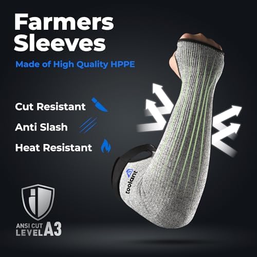 OriStout Cut Resistant Farmer Sleeves with Tumb Hole, Grey, 2 Pairs (Pack of 2) - Image 2