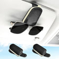 SINGARO Sunglasses Holder for Car, Leather Magnetic Buckle Sun Visor Sunglass Clip, Ticket Card Storage Glasses Clip, Car Interior Accessories for Men and Women（2PCS Black-Beige） by SINGARO