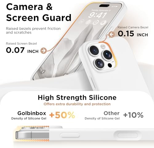 GolbinBox Magnetic for iPhone 16 Pro Case, Silicone Cover, White - Image 5