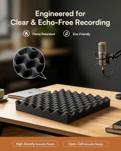 SD SODOCT 24 Pack Self-Adhesive 12" X 12" X 1.2" Egg Crate Soundproof Wall Panels for Studio, Room Acoustic Treatment Foam, Sound Absorbing Foam Black - Image 5