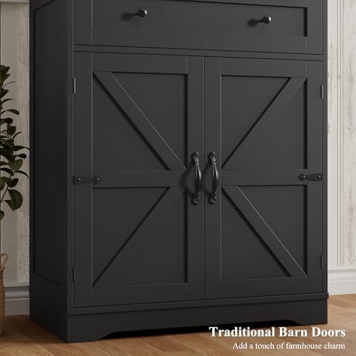HOSTACK 71" Kitchen Pantry Storage Cabinet, Farmhouse Pantry Cabinet, Black - Image 7