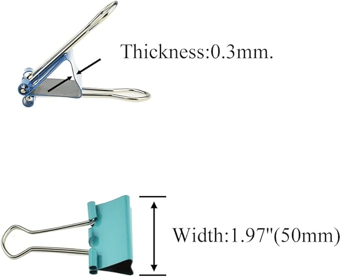 HAHIYO Binder Clips Paper Clamps Spring Steel Sturdy Large 1.97 inches Width - Image 2