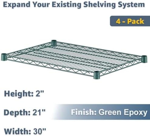 21" x 30" Green Wire Shelf Replacement 4 Pack for Restaurant Kitchens and Food Service Storage - Image 2