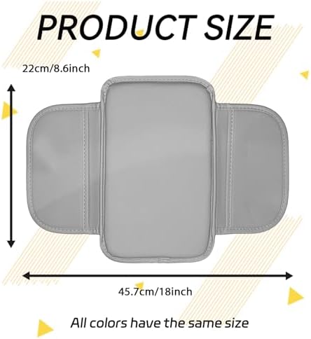 Car Center Console Cover, Leather Car Armrest Cover with 2 Side Storage Bags, Waterproof Anti-Scratch Console Protector, Universal Armrest Pad for Most SUVs, Sedans and Trucks (Gray) - Image 2